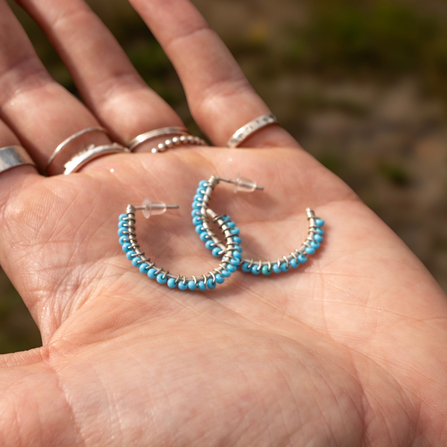 Turquoise hoop earrings