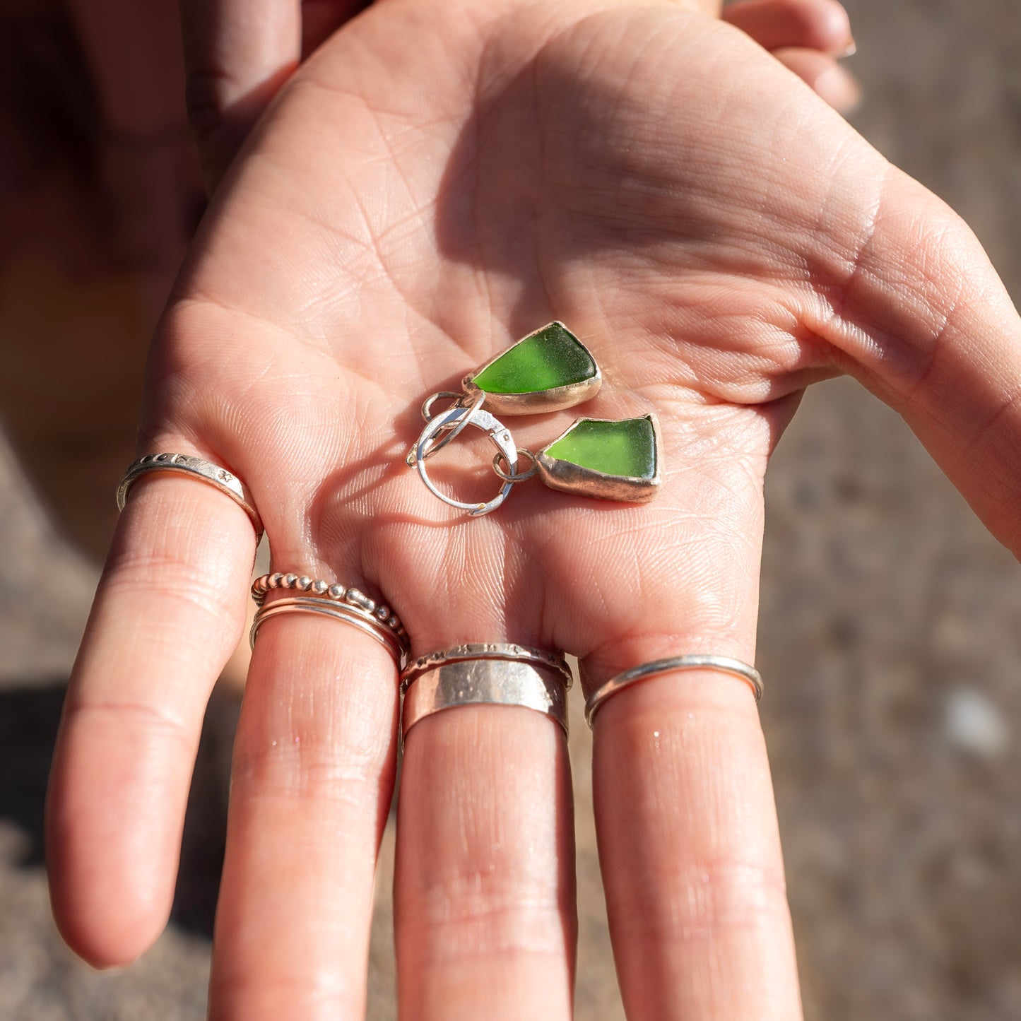 Seaglass Huggie Earrings