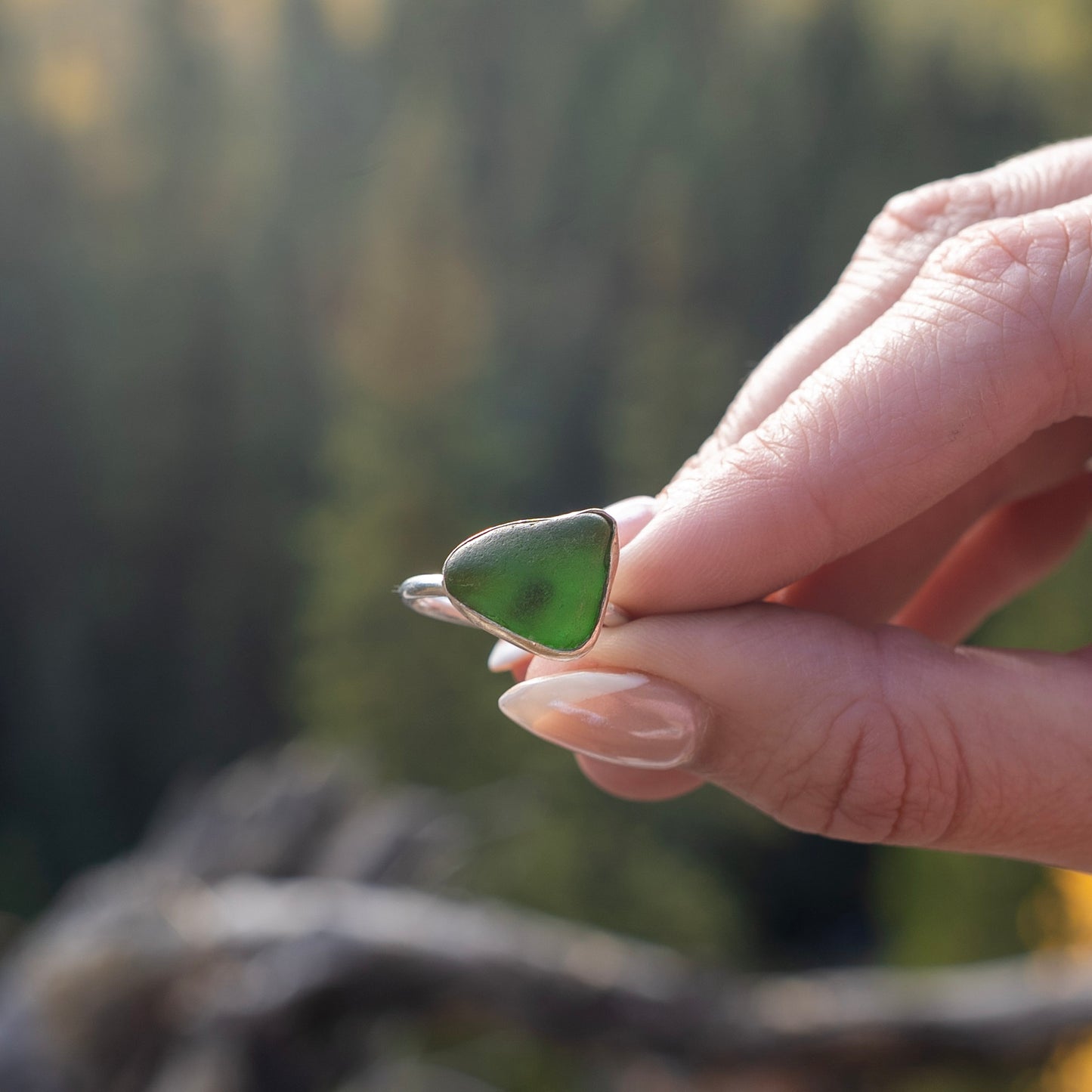 Green Seaglass Ring
